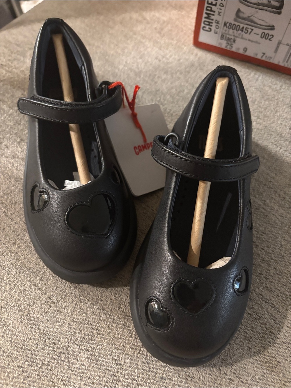 Camper Kids Black Mary Jane Heart Accent Shoes Toddler US 9/EU 25